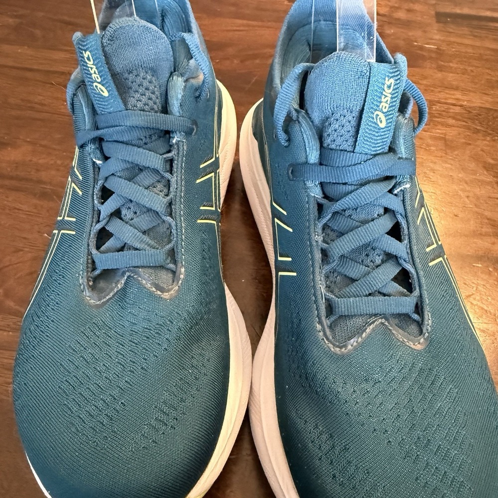 Women's ASICS Gel-Nimbus 25 Ink Teal/Lime Running Shoes USA Women's 7.5 EUC - Picture 14 of 15